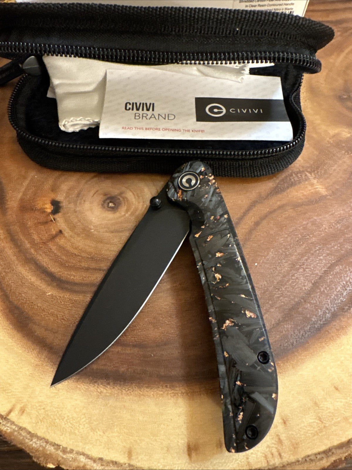 Civivi Knives Imperium C2106C Black Nitro-V Carbon Fiber Copper Shred Discontin