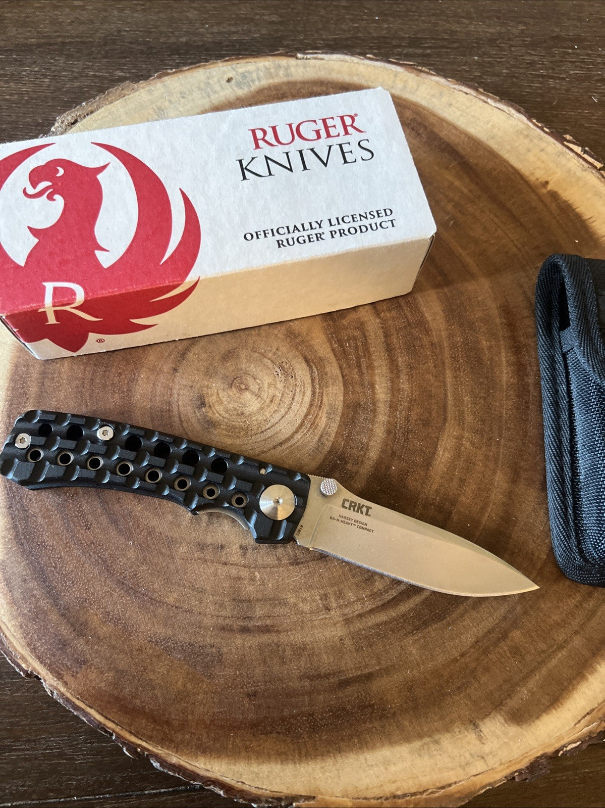 CRKT R1803 Ruger Go-N-Heavy Compact Folding Knife 3.5" Stonewashed Plain Blade