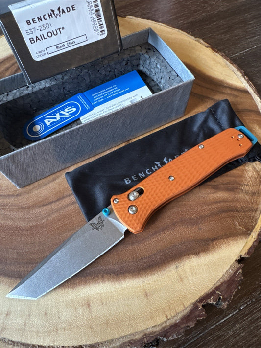 BENCHMADE KNIVES USA SHOT SHOW LIMITED EDITION ORANGE BAILOUT KNIFE 537-2301