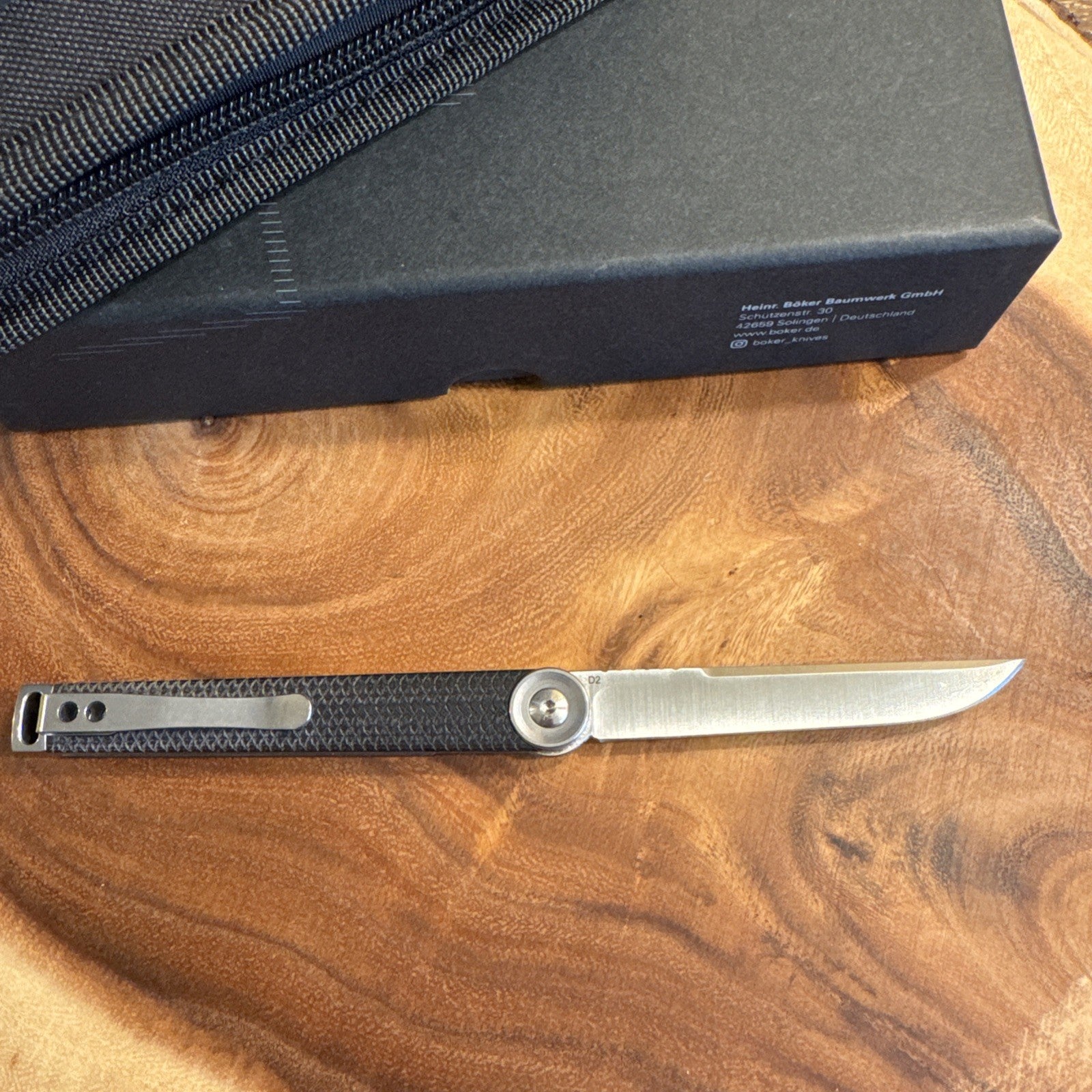 Boker Plus Kaizen Black G10 Pocket Knife 3.03" Blade D2 Front Flipper - 01BO390