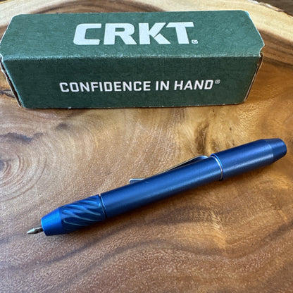 CRKT Techliner Super Shorty Ballpoint Pen 6061 Aluminum Body Magnetic Ends Blue