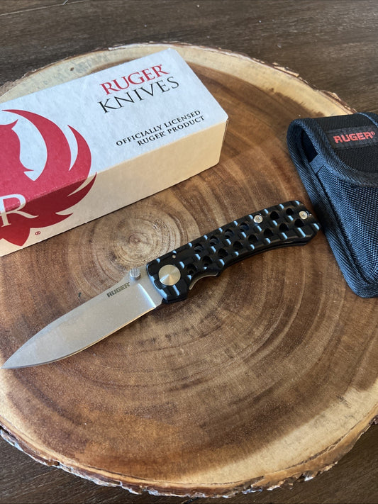 CRKT R1803 Ruger Go-N-Heavy Compact Folding Knife 3.5" Stonewashed Plain Blade