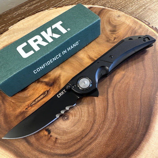 CRKT Seismic Folder Knife – Black with Black Serrrations 5401K