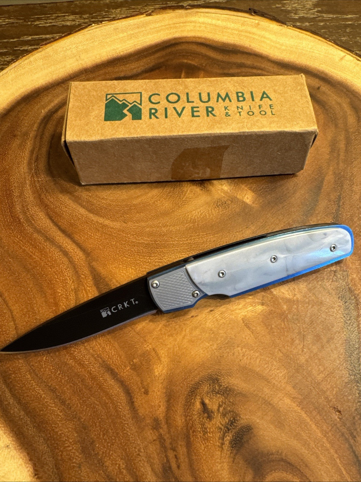 CRKT 7404 Kommer Fulcrum Folding Knife Blue/Gray Patented BRAND NEW IN BOX