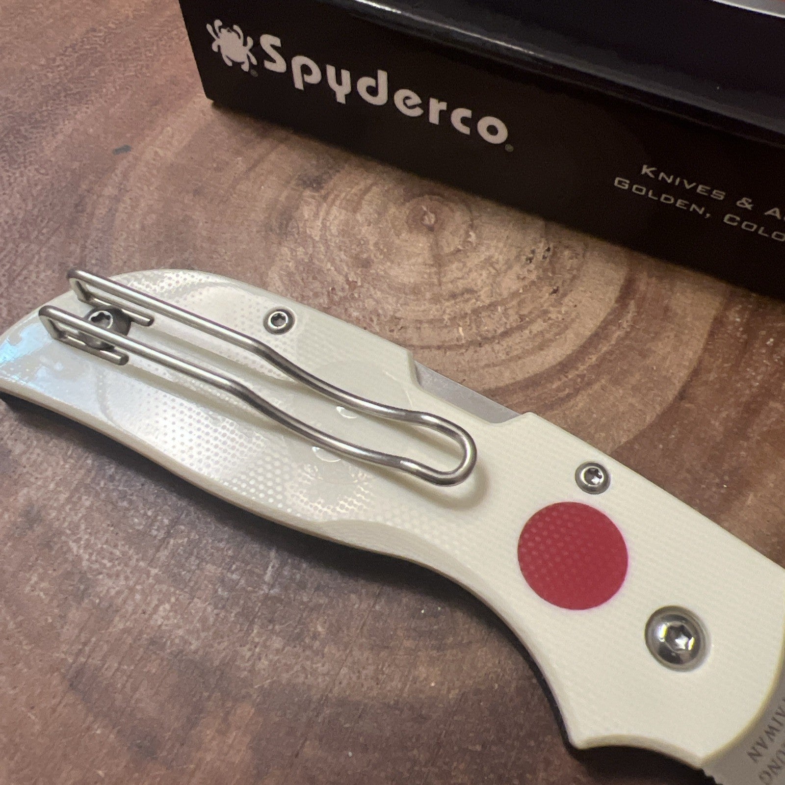 Spyderco Chaparral Lockback Knife Black & White G-10 Sun and Moon XHP C152GSM