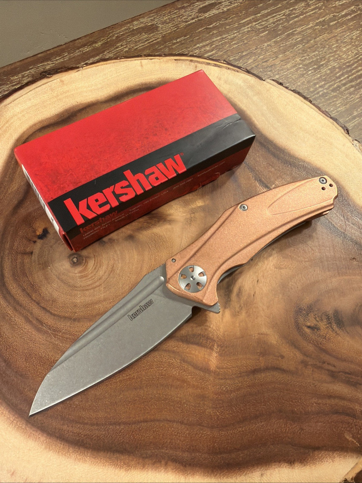 Kershaw Natrix XL Frame Folding Knife 3.75" D2 Tool Steel Blade Copper Handle
