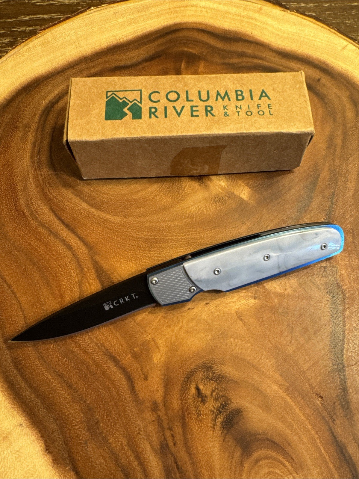 CRKT 7404 Kommer Fulcrum Folding Knife Blue/Gray Patented BRAND NEW IN BOX