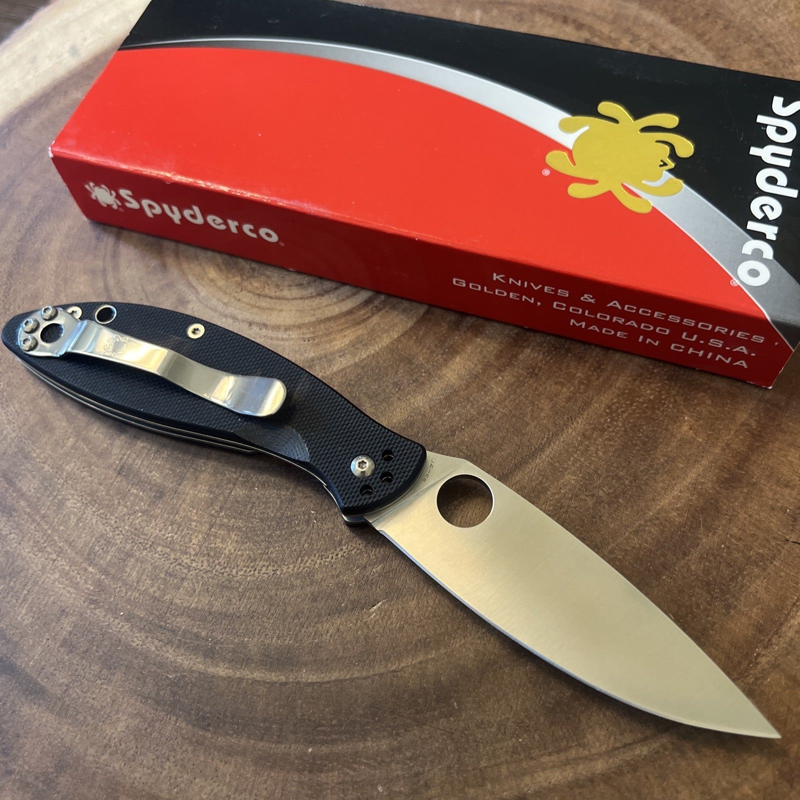 Spyderco Astute Folding Knife 3" Satin Finish Steel Blade G10 Handle
