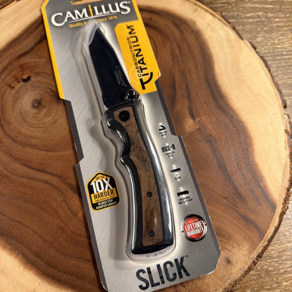 Camillus Slick Black/Burlwood Folding AUS-8 Stainless Pocket Knife 19076 h5