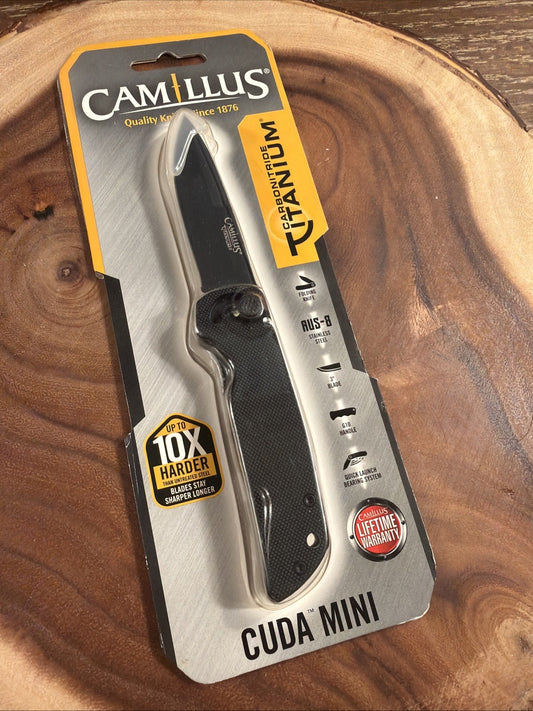 Camillus Cuda Mini Linerlock Black G10 Folding AUS-8 Pocket Knife 19637