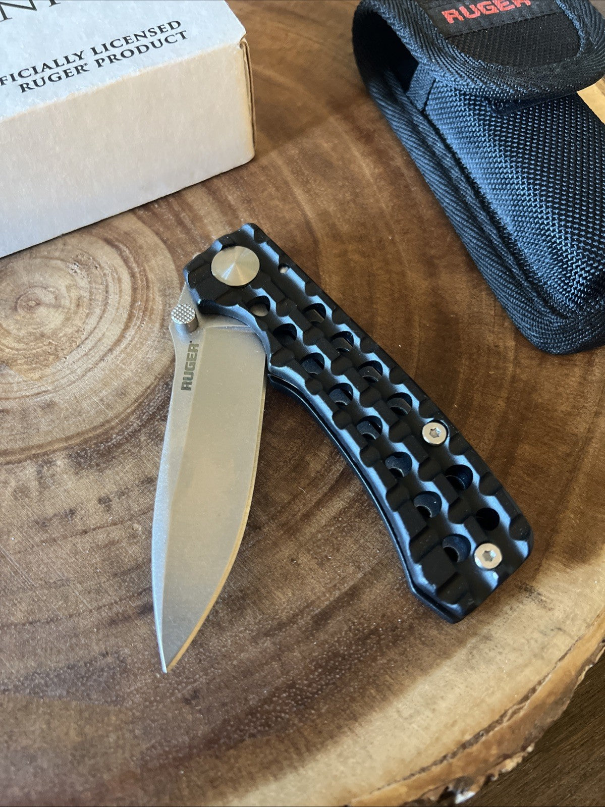 CRKT R1803 Ruger Go-N-Heavy Compact Folding Knife 3.5" Stonewashed Plain Blade