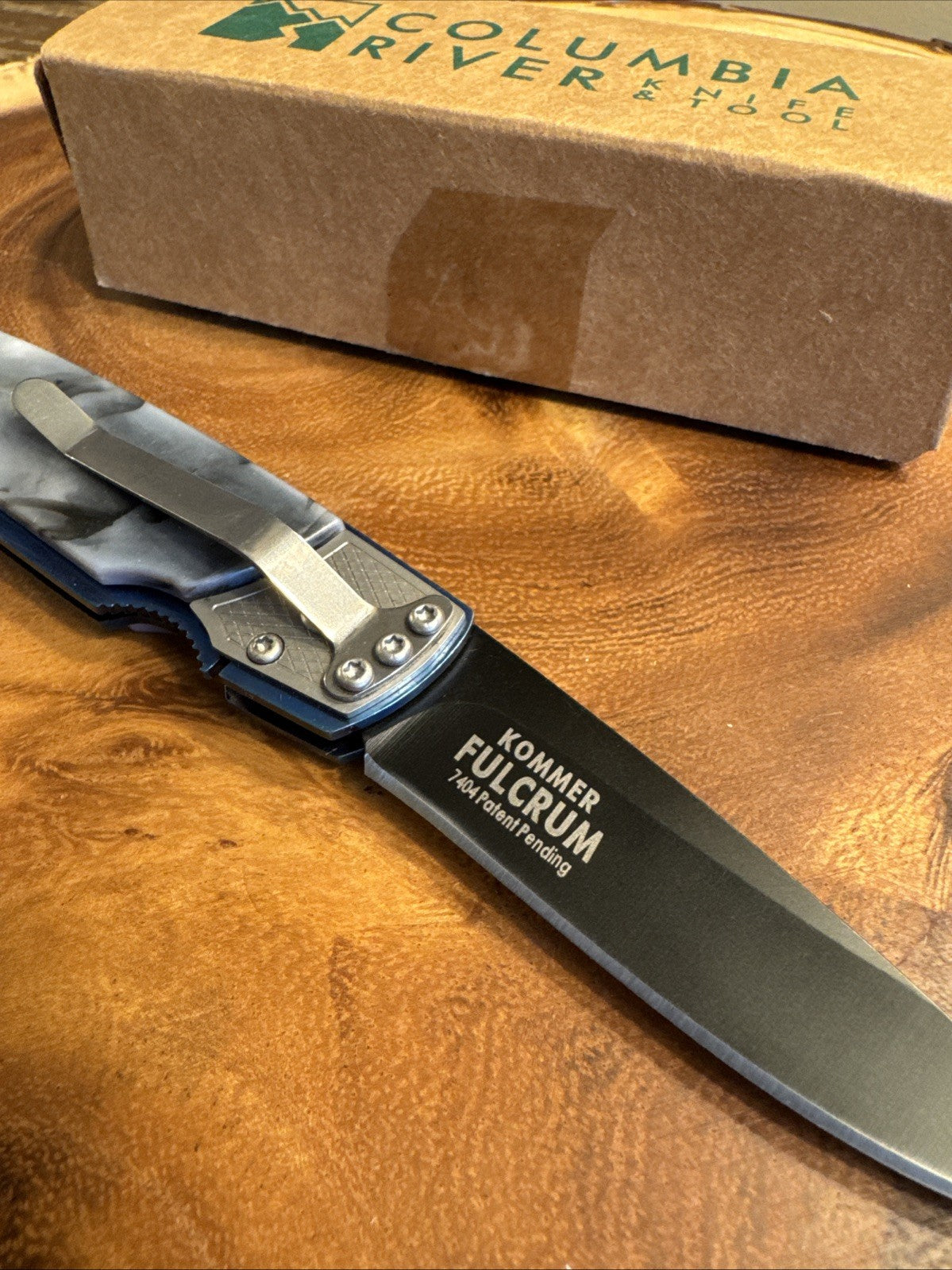 CRKT 7404 Kommer Fulcrum Folding Knife Blue/Gray Patented BRAND NEW IN BOX