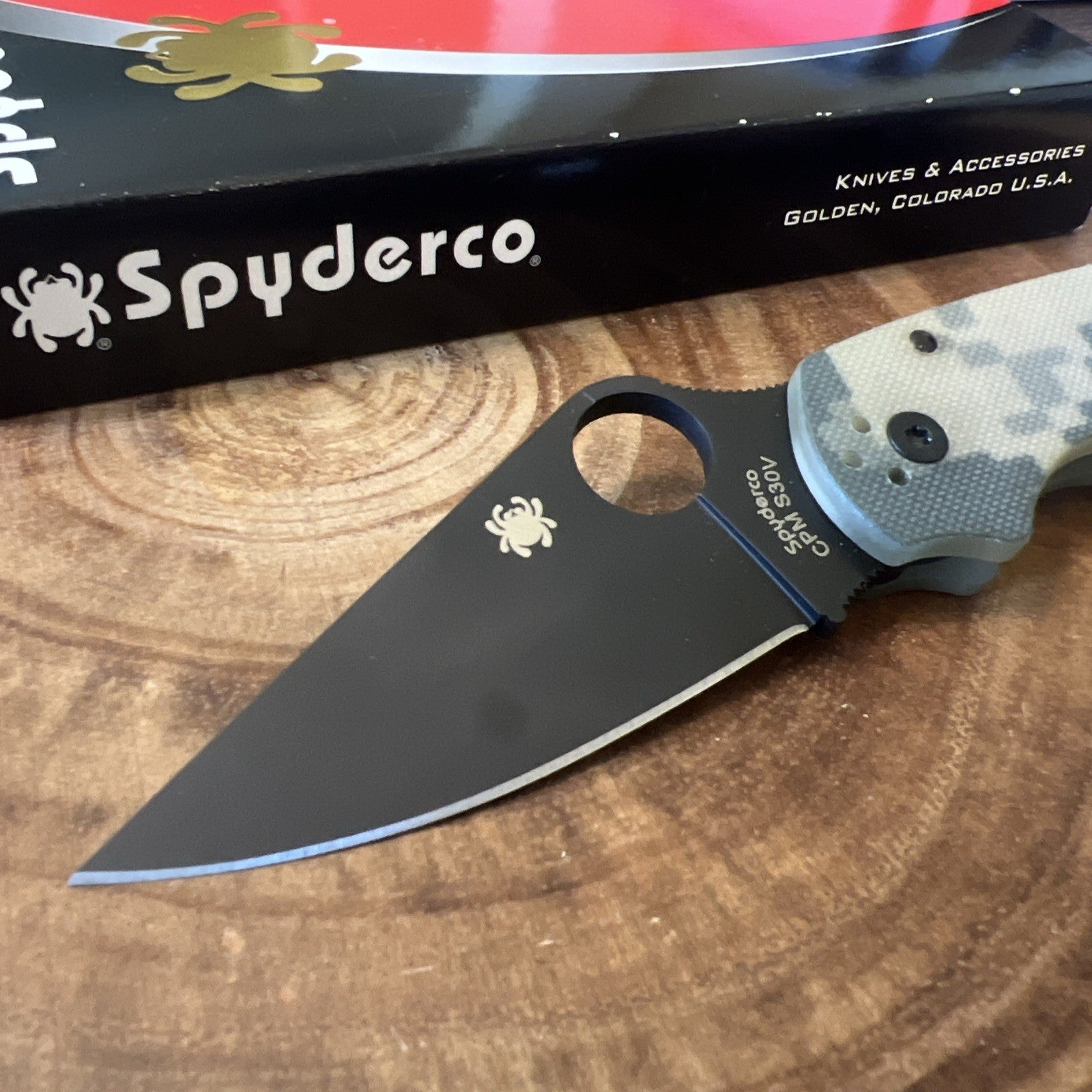 Spyderco Para 3 Black Blade Camo C223GPCMOBK New with box